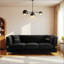 Luxueux canapé de style Chesterfield en velours 3 places avec coussins, parfait pour les salons modernes et élégants.