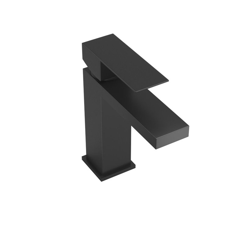 Single Hole Bathroom Faucet with Drain Assembly, Matt Black