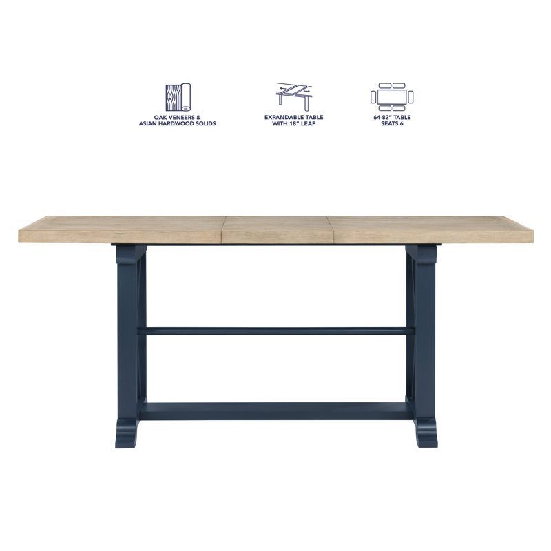 Table de comptoir extensible Inetta, Sable clair / bleu minuit