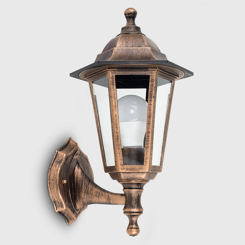 Skipton 35cm H Outdoor Wall Lantern, Black Gold