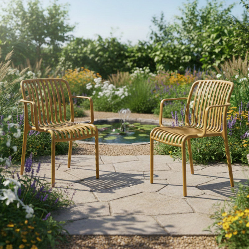 Badi Stacking Patio Dining Armchair, Yellow