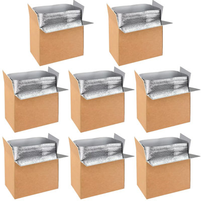  Paquet de 8 boîtes d'expédition isolées de 19 po x 12 po x 16 po avec doublure en feuille d'aluminium, boîtes d'expédition isolantes et froides pour glacière congelée et réutilisable, petite boîte aux lettres