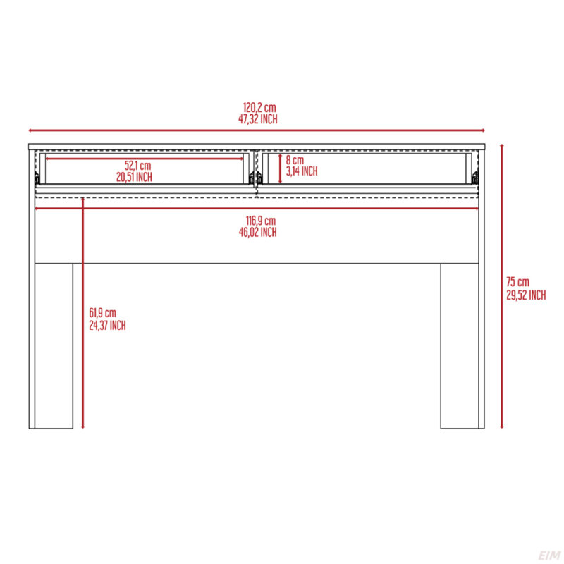 Bureau d'ordinateur avec deux tiroirs (bureau), Gris