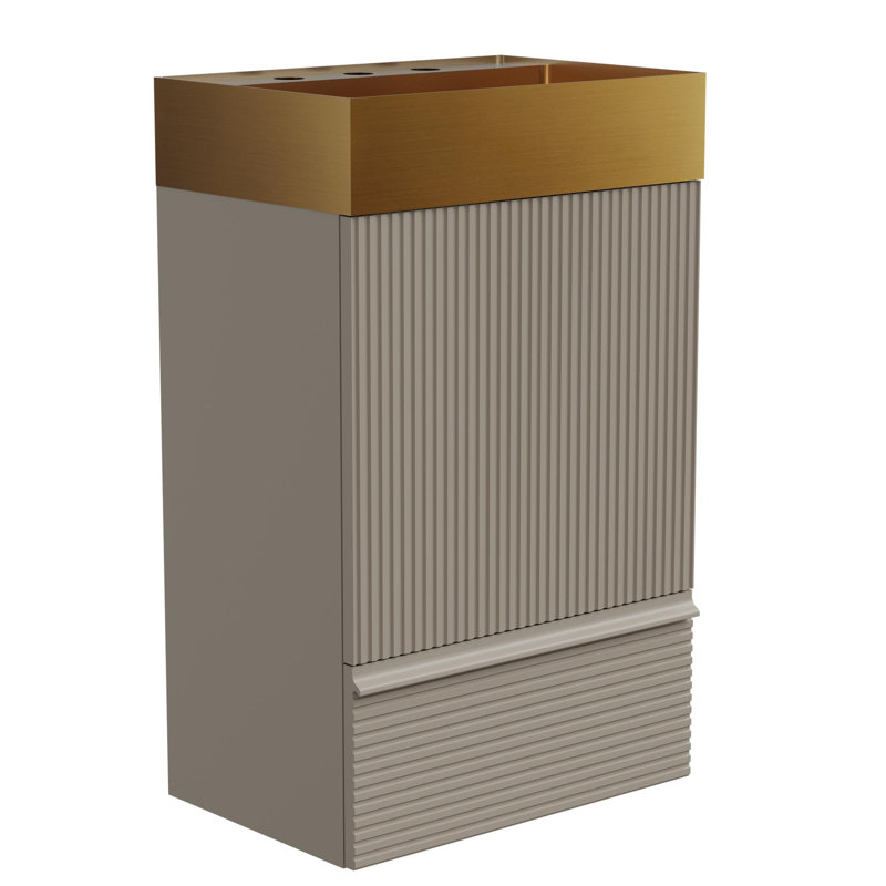 Meuble-lavabo de 20 po avec lavabo en acier inoxydable, Gris