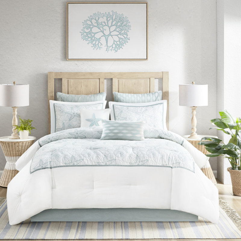 Literie en coton très grand - blanc avec motif, comprend un édredon et 2 taies décoratives, 100% coton, broderie sur blanc, jupe