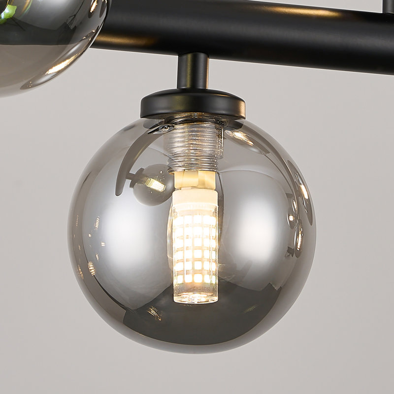Lustre linéaire spoutnik à 16 lumières Jewellia, Gris fumée, Chrome chrome, 16 Lights