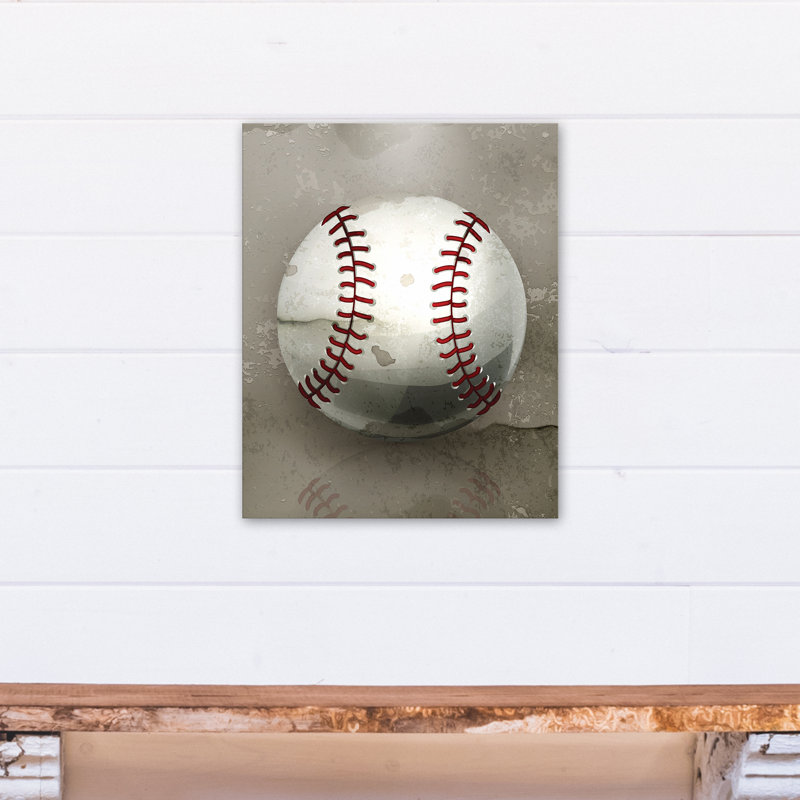 Art sur toile de baseball peint Zena, H 20 po x l 16 po x P 1,25 po
