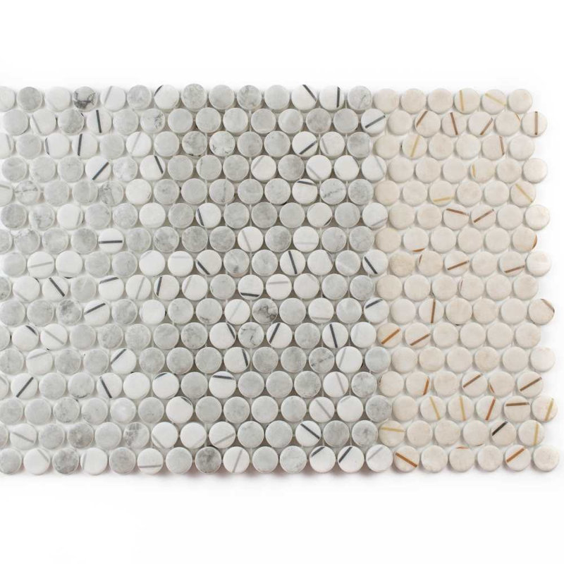 Eterna Penny 12"x12" Recycled Glass Mosaic Tile, Gray