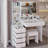 41" Large Size Left Bedside Cabinet Vanity Table+Cushioned Stool Dresser Set, 2 AC+2 USB Power Station, Hair Dryer Stand, Extra Large Touch Control LED Mirror, 3-color Switch, EPA, GCC, UL Certificate-1243389780