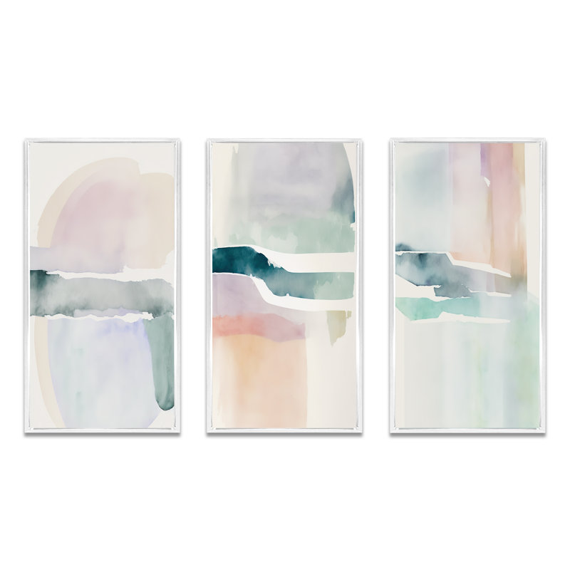 Pastel Serenity - ensemble 3 pièces, Cadre flottant blanc, H 20 po x l 36 po