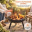 2-in-1 Fire Pit for Garden, Portable Camping Firepit with BBQ Grill