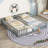 Double Twin Floor Bed With Fence, Guardrails-1705646891