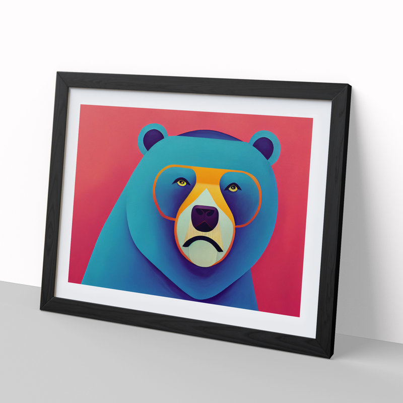 Cool Bear - Framed Print, Black, 46cm H x 64cm W x 2cm D