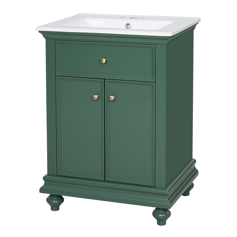 Meuble-lavabo autoportant 24 po avec lavabo et rangement polyvalent, Green