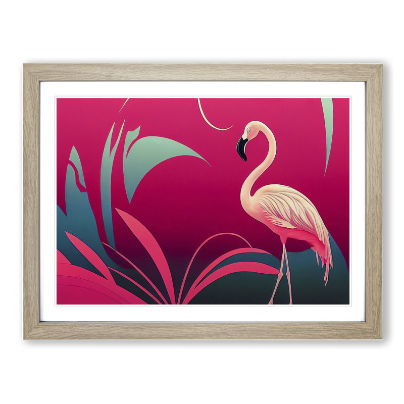 Spectacular Flamingo - Framed Print, 46cm H x 64cm W, Oak Frame