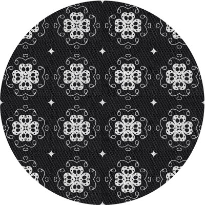 Tapis noir/blanc tissé à la machine