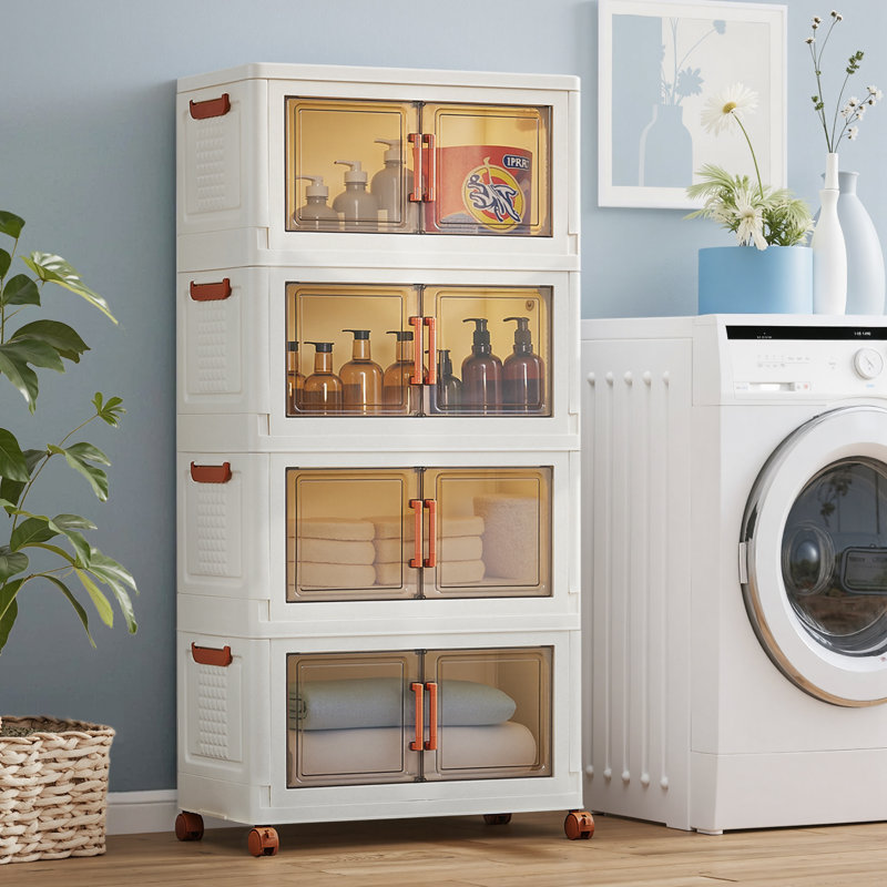 Paquet de 4 bacs de rangement avec couvercle Boîtes de rangement en plastique empilables transparentes, 4