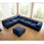 Salon moderne avec rangement, tissu chenille bleu, 6 pièces, Design cylindrique contemporain 6 pièces, chenille, ergonomique-1030583652