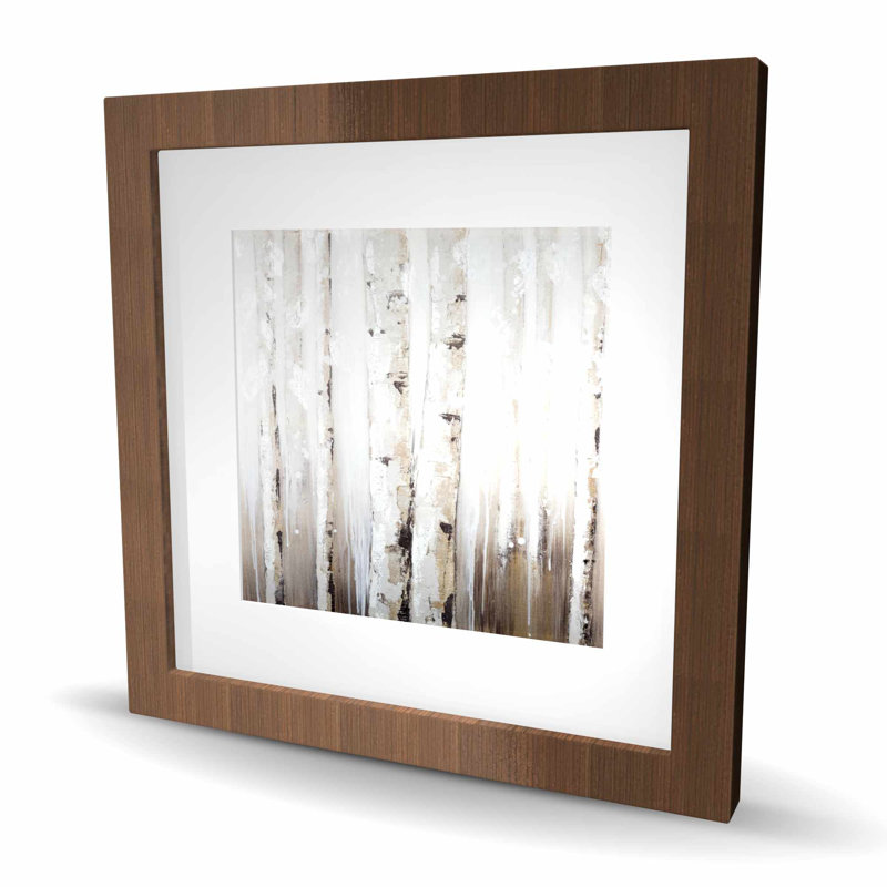 Bouleaux blancs abstraits - décor de chambre à coucher moderne, impression encadrée, H 16 po x l 16 po