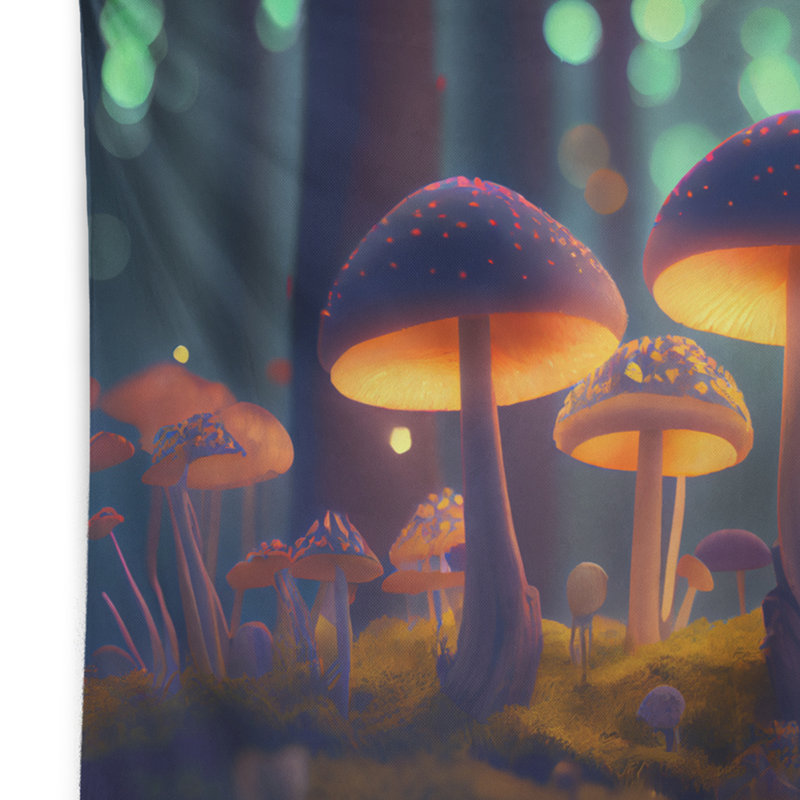 Tapisserie champignon magique en polyester brillant dans la forêt III, H 32 po x l 39 po