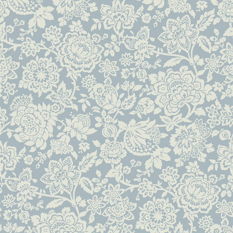 Laura Ashley Trailing Laurissa Pale Ochre Yellow Removable Wallpaper, Pale Seaspray Blue