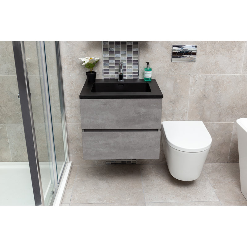 Gaze 600mm Single Bathroom Vanity with Integrated Polyglomerate Basin, Black