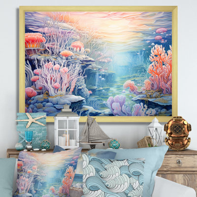 «Turquoise and Pink Underwater World I», reproduction sur toile