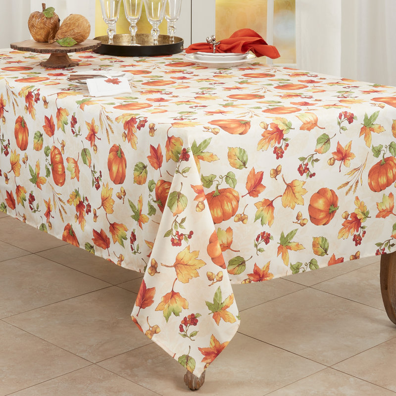 65 x 160 in. Fall Pumpkin Oblong Polyester Tablecloth, Orange