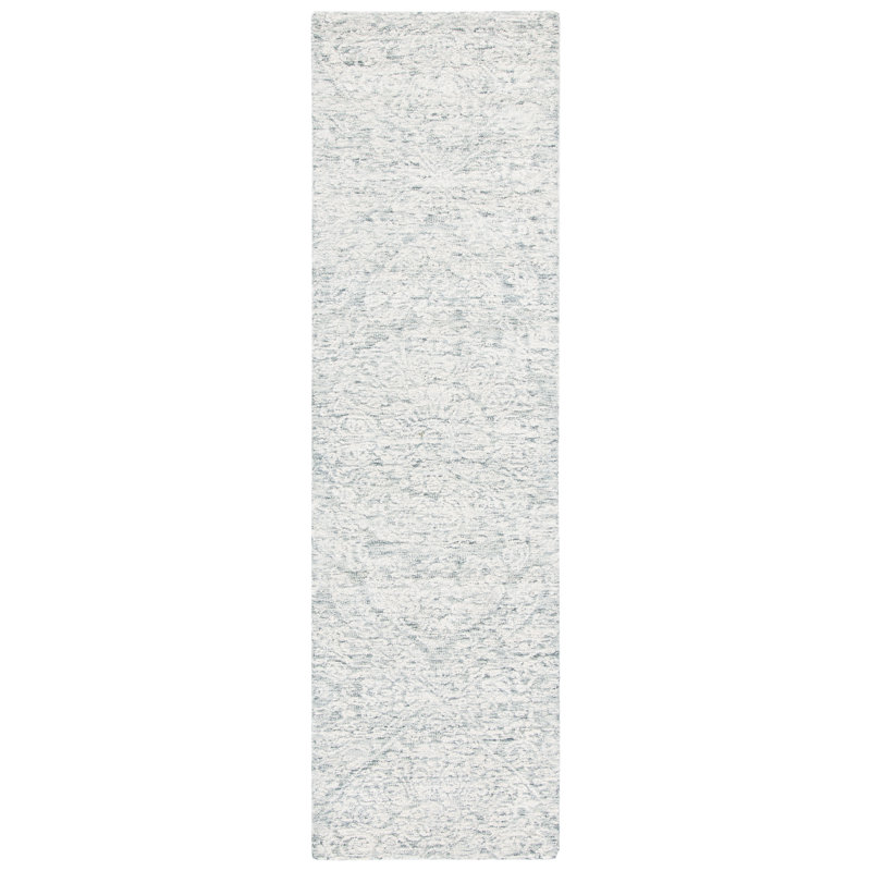 Tapis uni en laine et coton touffeté à la main Iconium Iconium, Tapis de couloir 2 pi 3 po x 8 pi