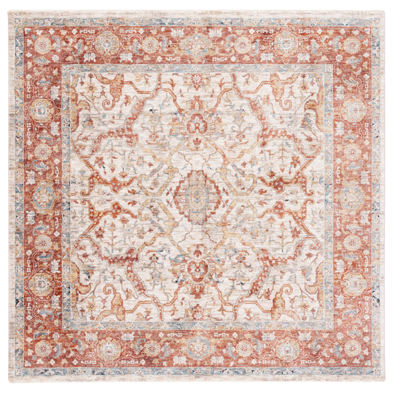 Tapis oriental ivoire / rouille, Carré 6 pi 4 po