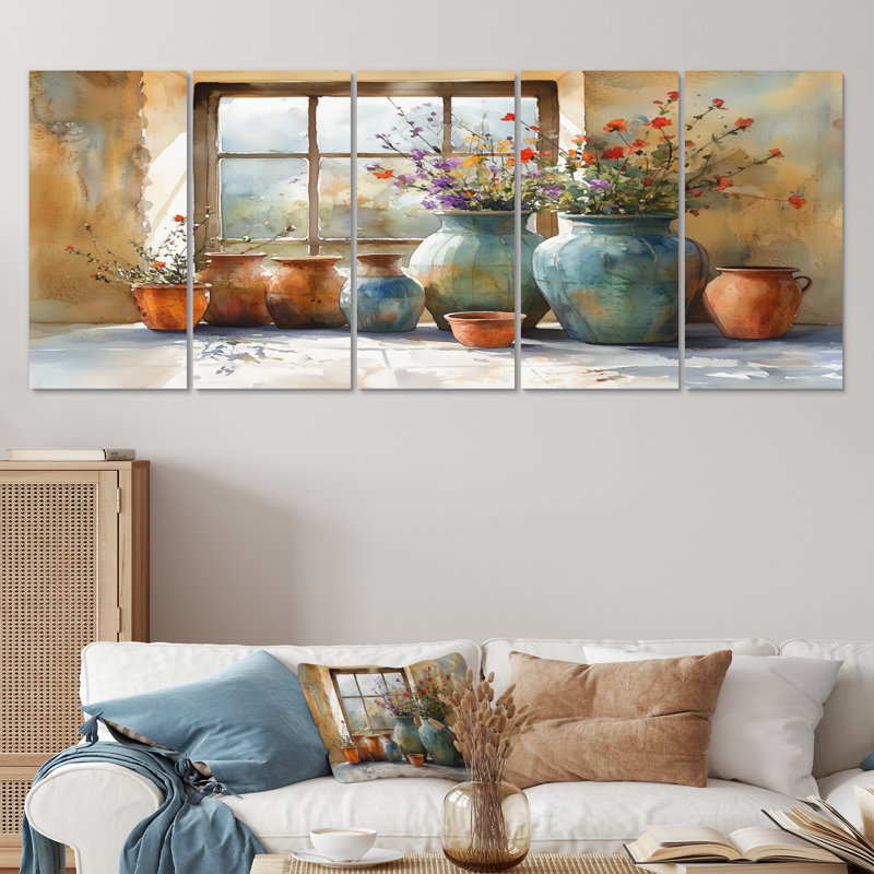 «Farm Pottery Earthy Treasures I - Boho Pottery», ensemble d'art mural, H 28 po x l 60 po