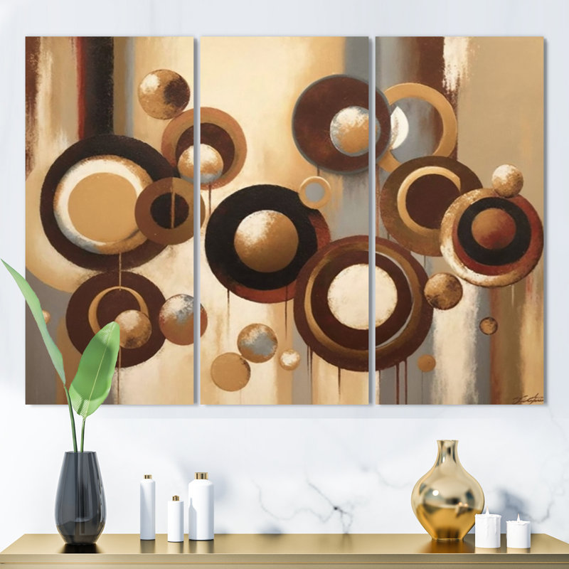 «Aged Barrel Universes V», ensemble d'art mural sur toile abstraite, H 28 po x l 36 po x P 1 po, Toile tendue