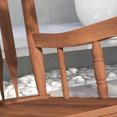 Chaise berçante en bois pour terrasse - capacité de 350 lb, dossier haut, siège large, extérieur et extérieur avec fonctionnalité confortable pour patio, jardin, balcon