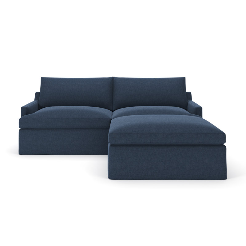 Wrenley 3-Piece Slipcovered Modular Sectional, Drusky Navy Sustain® Basketweave