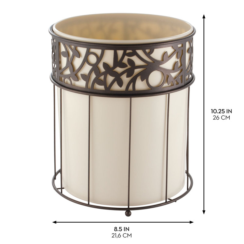 Poubelle à vigne en métal avec insert iDesign - ensemble de 2 - vanille / bronze