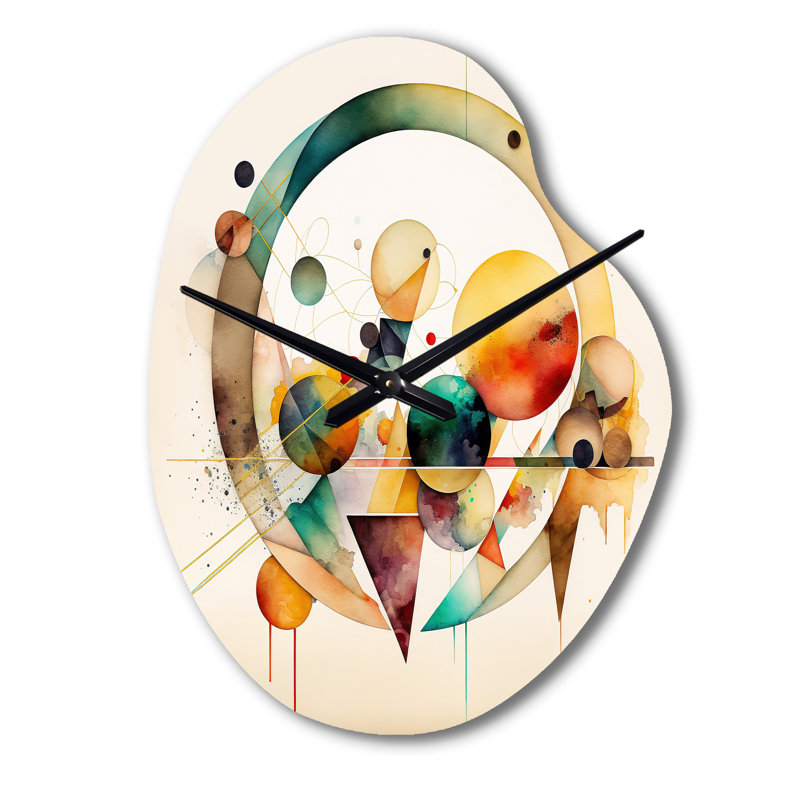 Art géométrique aquarelle multicolore IV - horloge murale en forme géométrique, Grand