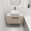 Meuble-lavabo flottant de conception moderne avec lavabo en céramique, fixation murale avec porte à fermeture en douceur, assemblage facile, colis de 2 pièces
