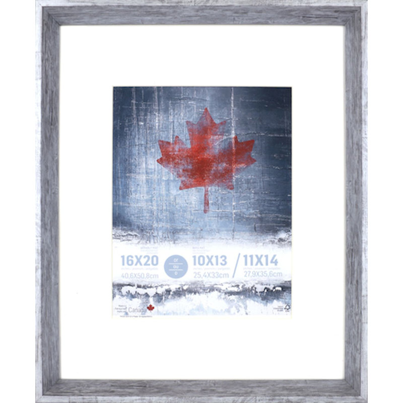Cadre photo simple en bois biseauté, gris, 10 po x 13 po