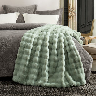 Soft Bubble Faux Fur Blanket Luxury Rabbit Fur Throw Blanket for Couch, Bed, Gift