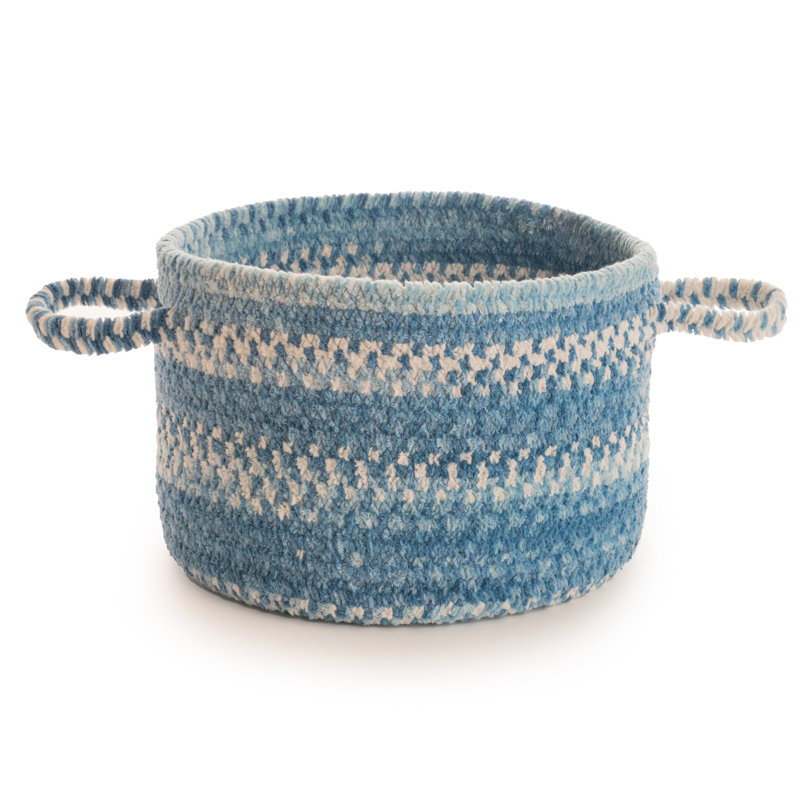 Gracie Oaks Kiomi Fabric Decorative Basket, Basket 12", Blue