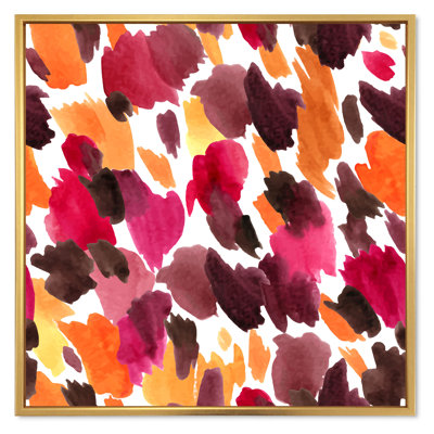 Léopard-peau en rose orange et jaune - peinture sur toile