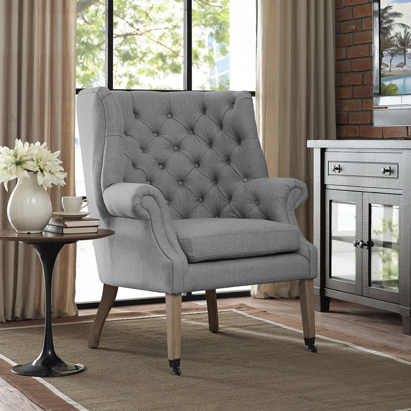 Fauteuil capitonné Modway, Mélange de polyester gris