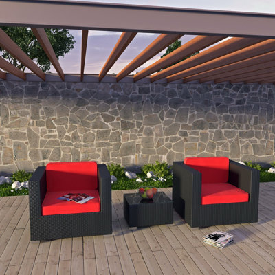 Ensemble de canapé d'extérieur 3 pièces rouge espresso Arcadia