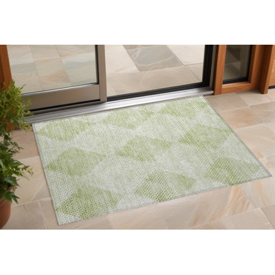 Tapis extérieur lavable antidérapant à motif géométrique vert menthe 3 pi x 5 pi