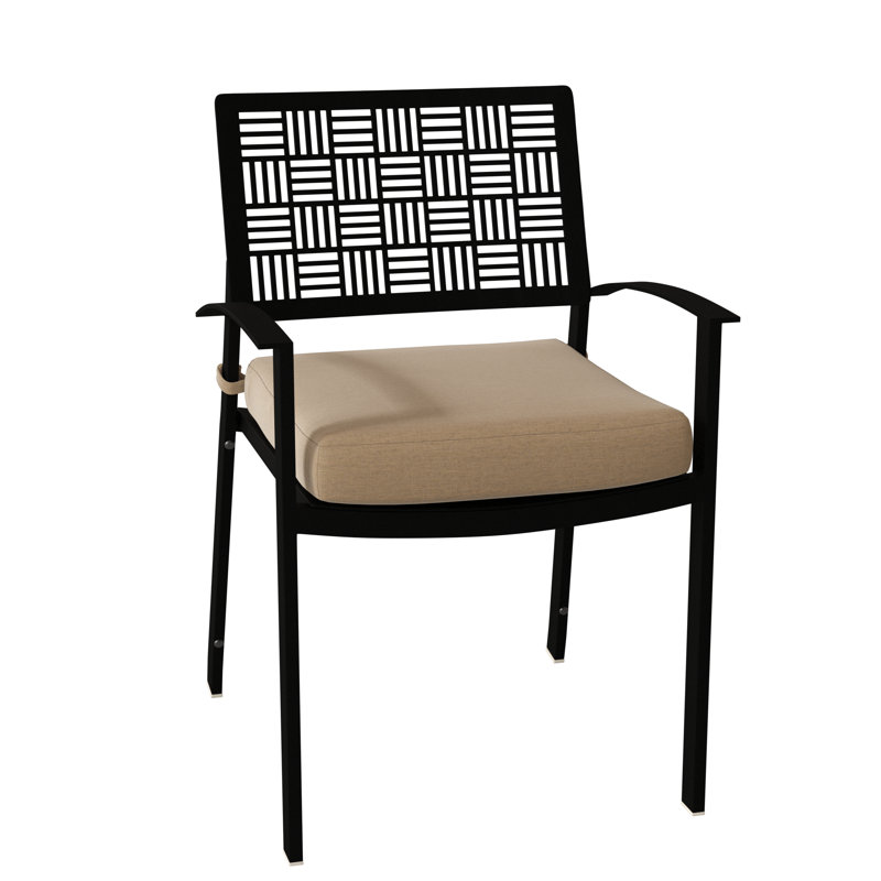 New Century Outdoor Dining Armchair, Denver Scarlett Sunbrella®, Textured Black