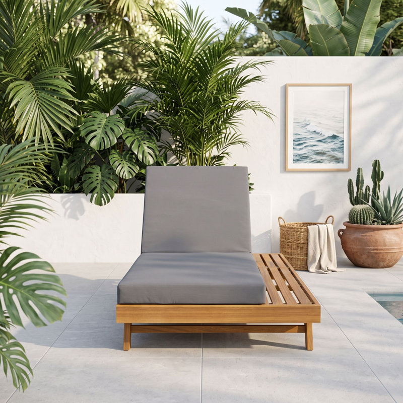 Chaise longue d'extérieur réglable en bois d'acacia, Teck gris foncé