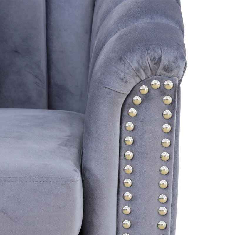 Canapé, fauteuil d'appoint en flanelle avec coussin pour le salon, gris clair, Gris clair