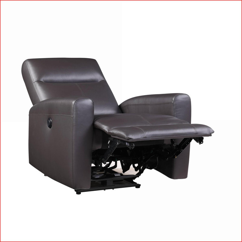 Recliners | Walnut Brown Top Grain Leather Match Power Motion Recliner | Sloped Arms