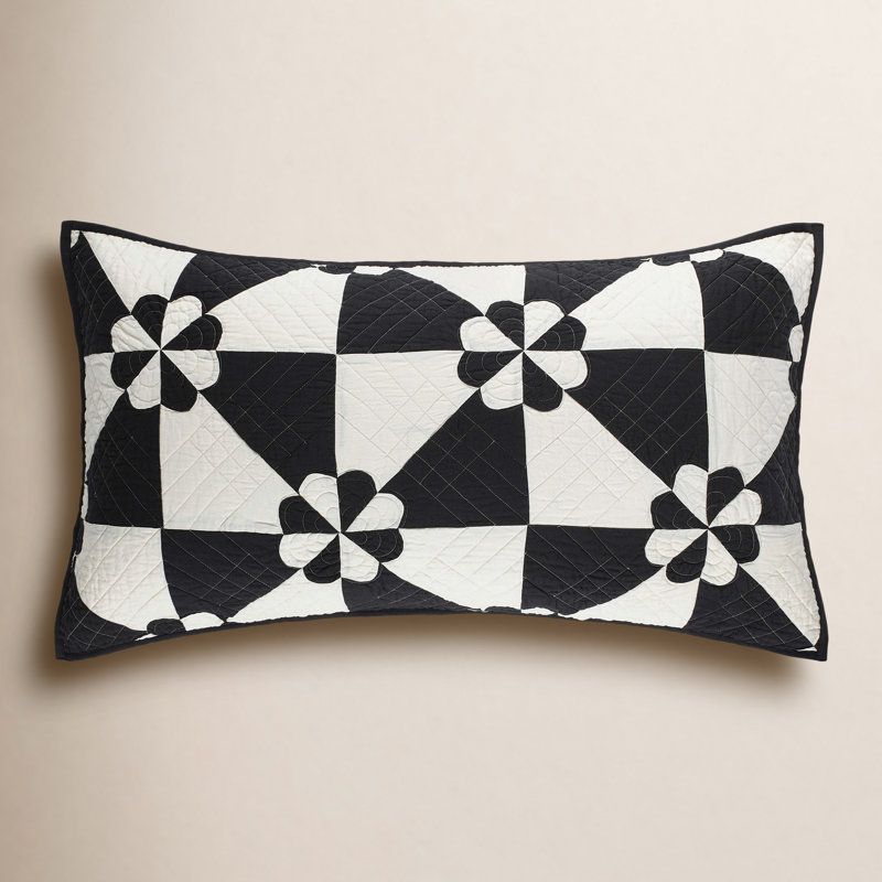 Sunny Side Quilted Sham, King, Black