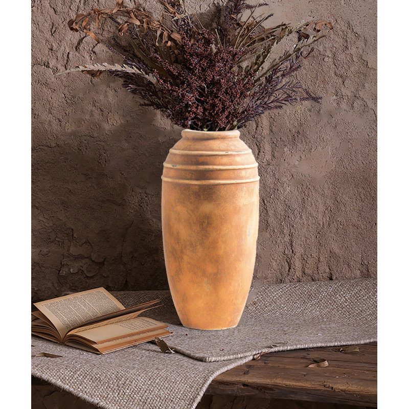Grand vase en céramique de 12,87 pouces, Brun